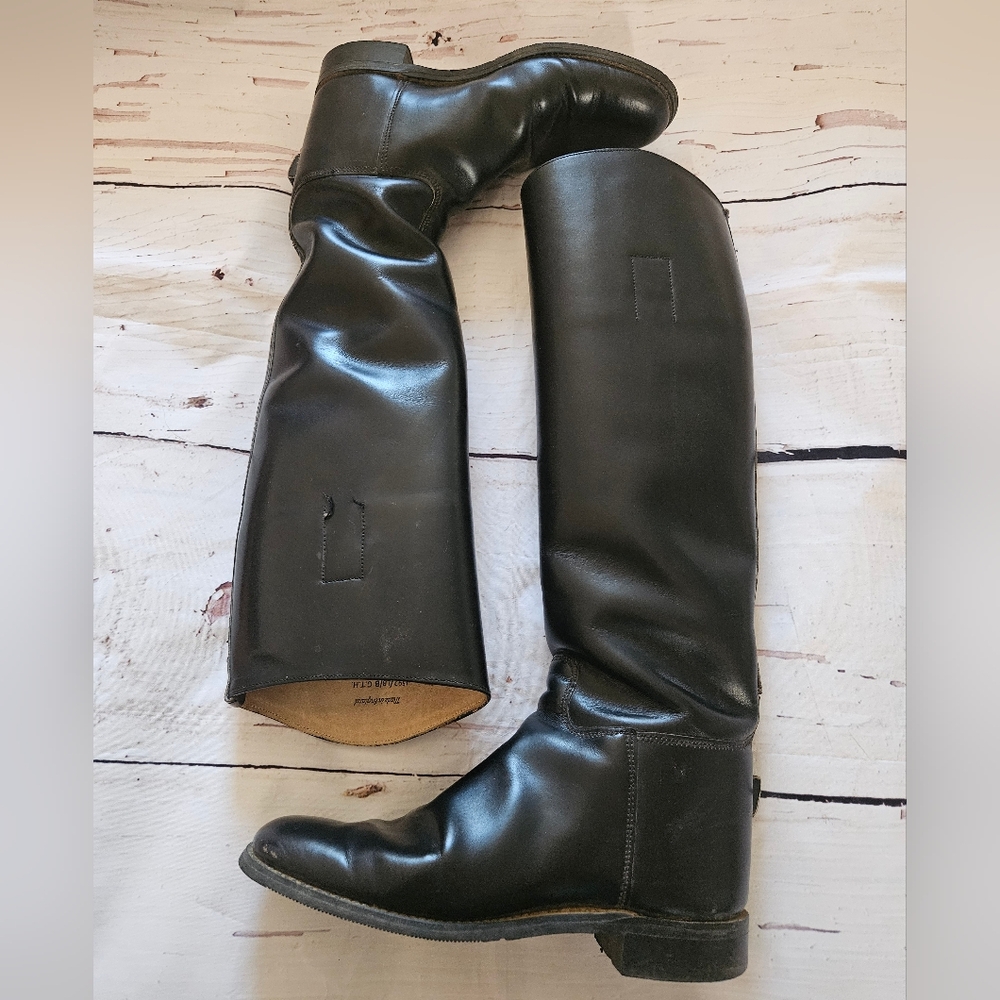 Marlboro English Horse Riding Tall Black Leather Boots Size (EU 4 1/2) US 7 - Picture 2 of 11